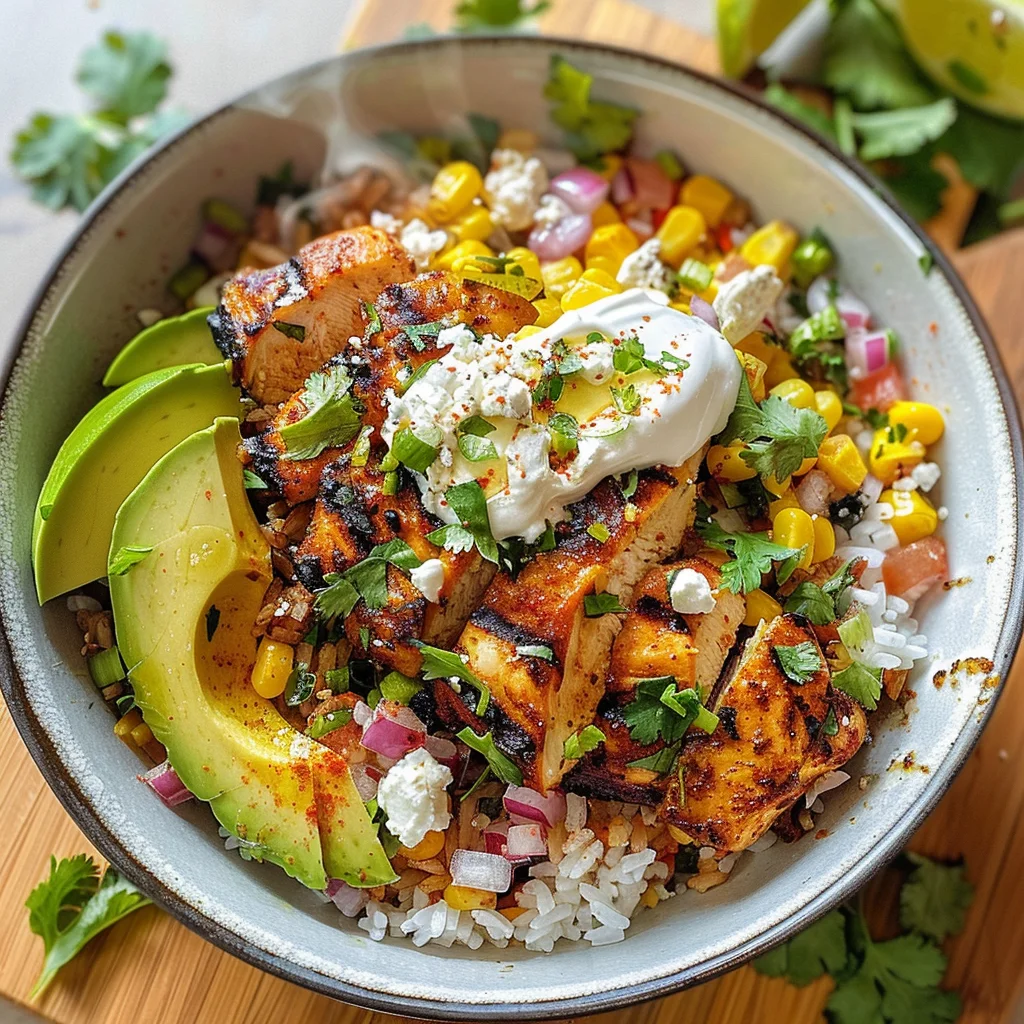 Delicious Street Corn Chicken Rice Bowl Recipe
