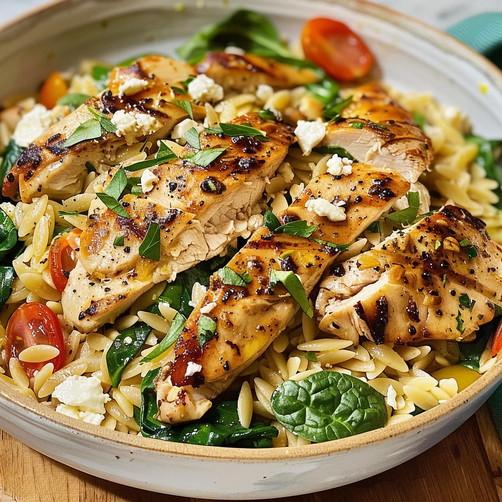 High Protein Mediterranean Chicken Orzo
