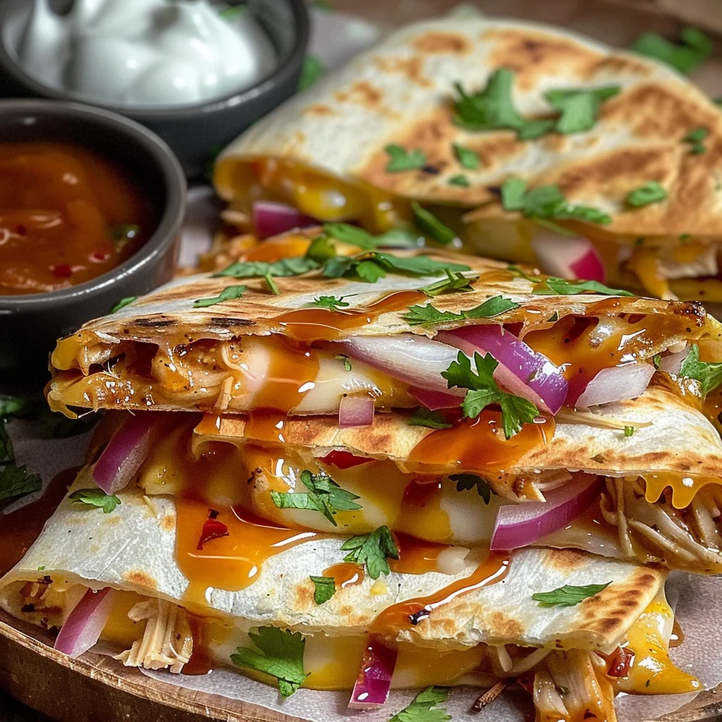 Hot Honey BBQ Chicken Quesadillas