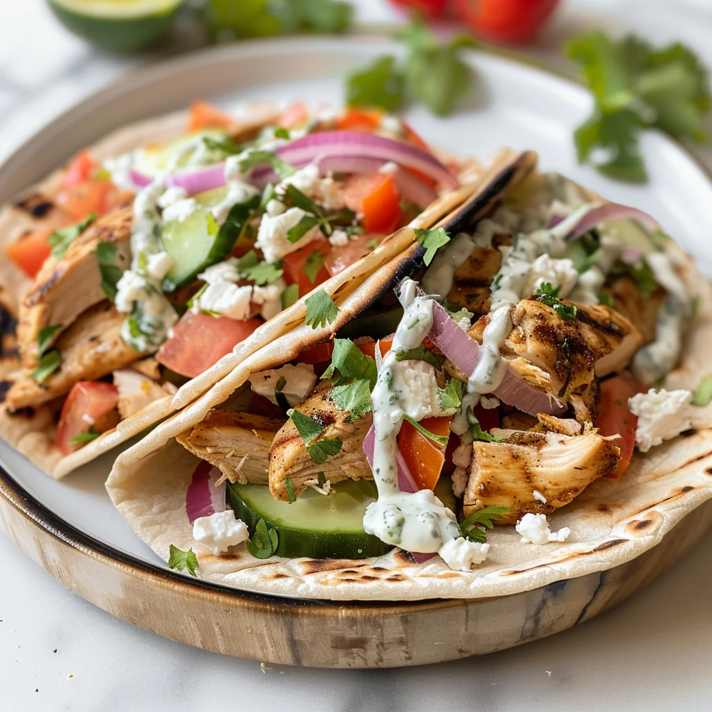 Mediterranean Chicken Pita Tacos