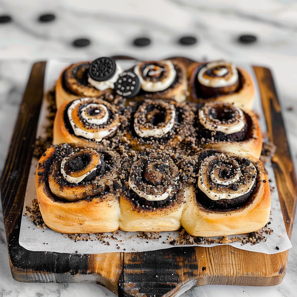 Oreo Cookies and Cream Cinnamon Rolls
