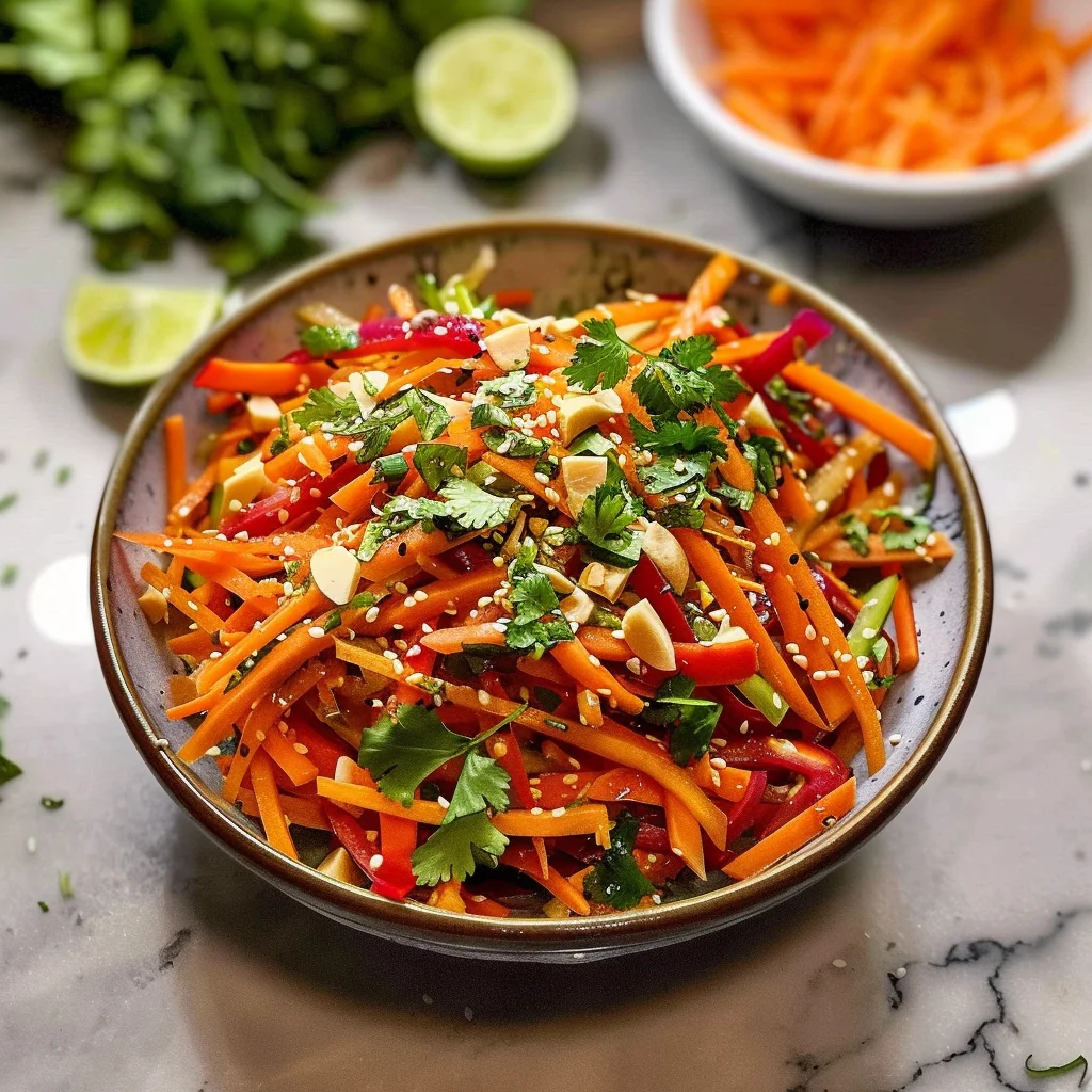 Shaved Rainbow Carrot Sesame Salad
