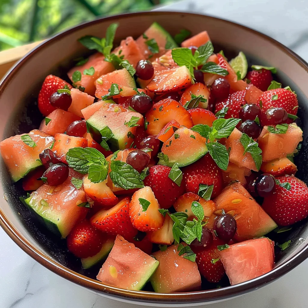 Strawberry Watermelon Salad with Honey-Lime Vinaigrette