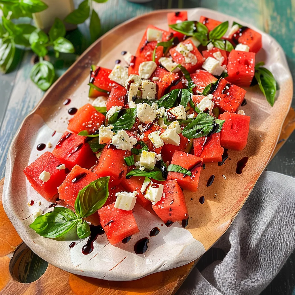 Watermelon Basil Feta Salad