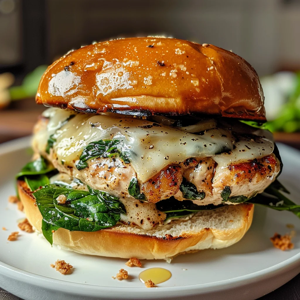 White Cheddar and Spinach Chicken Burgers