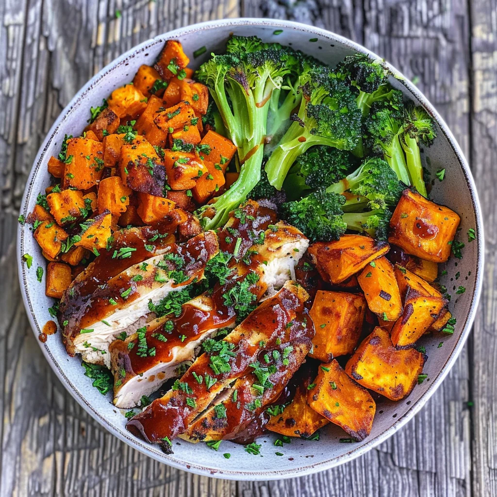 BBQ Chicken & Roasted Sweet Potato Bowls