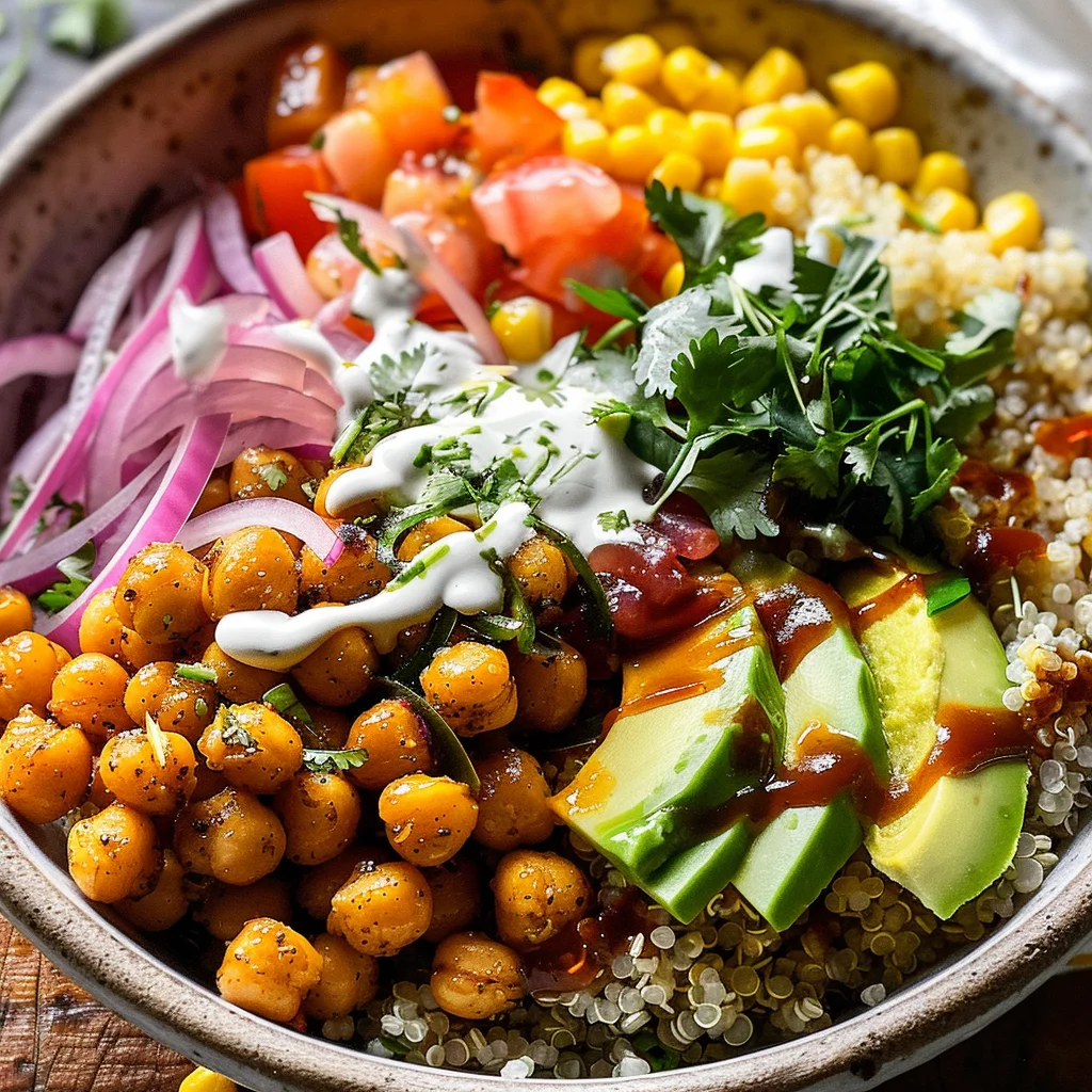 BBQ Ranch Chickpea Quinoa Bowls