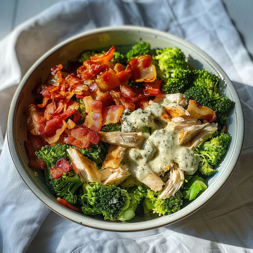 Bacon Broccoli and Ranch Chicken Salad