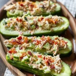 Bacon Ranch Chicken Salad Cucumber Boats
