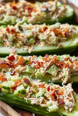 Bacon Ranch Chicken Salad Cucumber Boats