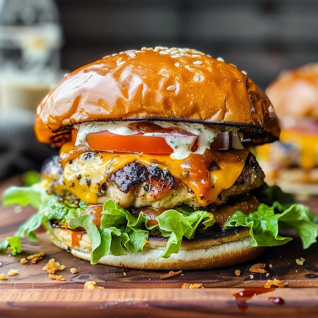 Cheddar Ranch Chicken Burgers