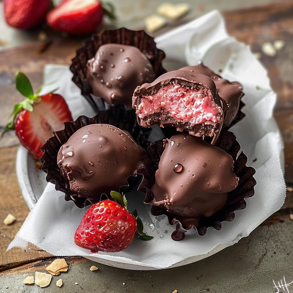 Chocolate Strawberry Frozen Yogurt Bites