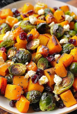 Cranberry-Glazed Roasted Butternut Squash, Brussels Sprouts, and Sweet Potato Salad