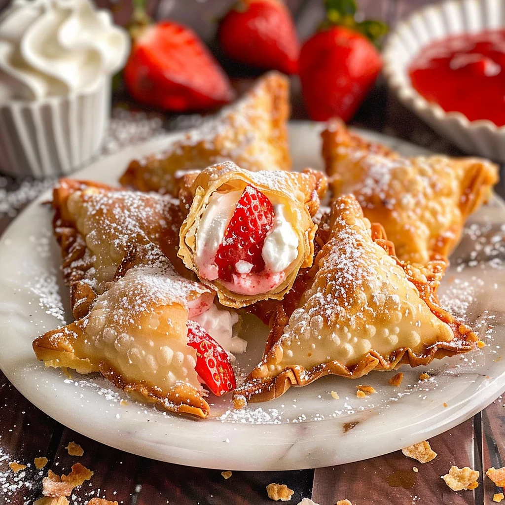 Deep-Fried Strawberry Cheesecake Stuffed Wonton Bites: Irresistibly Crispy!