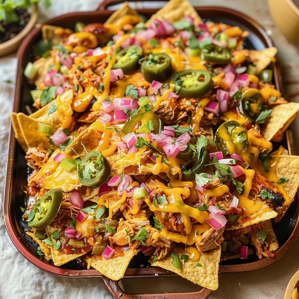 Easy Sheet Pan BBQ Chicken Nachos