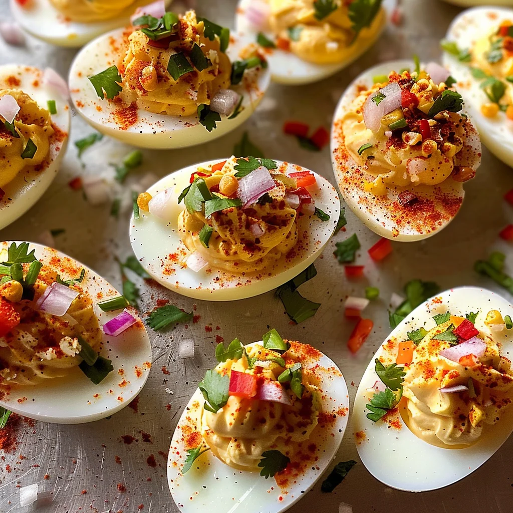 Elote Deviled Eggs: 12 Fiesta Delights