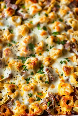 Golden Cheese Steak Tortellini Casserole