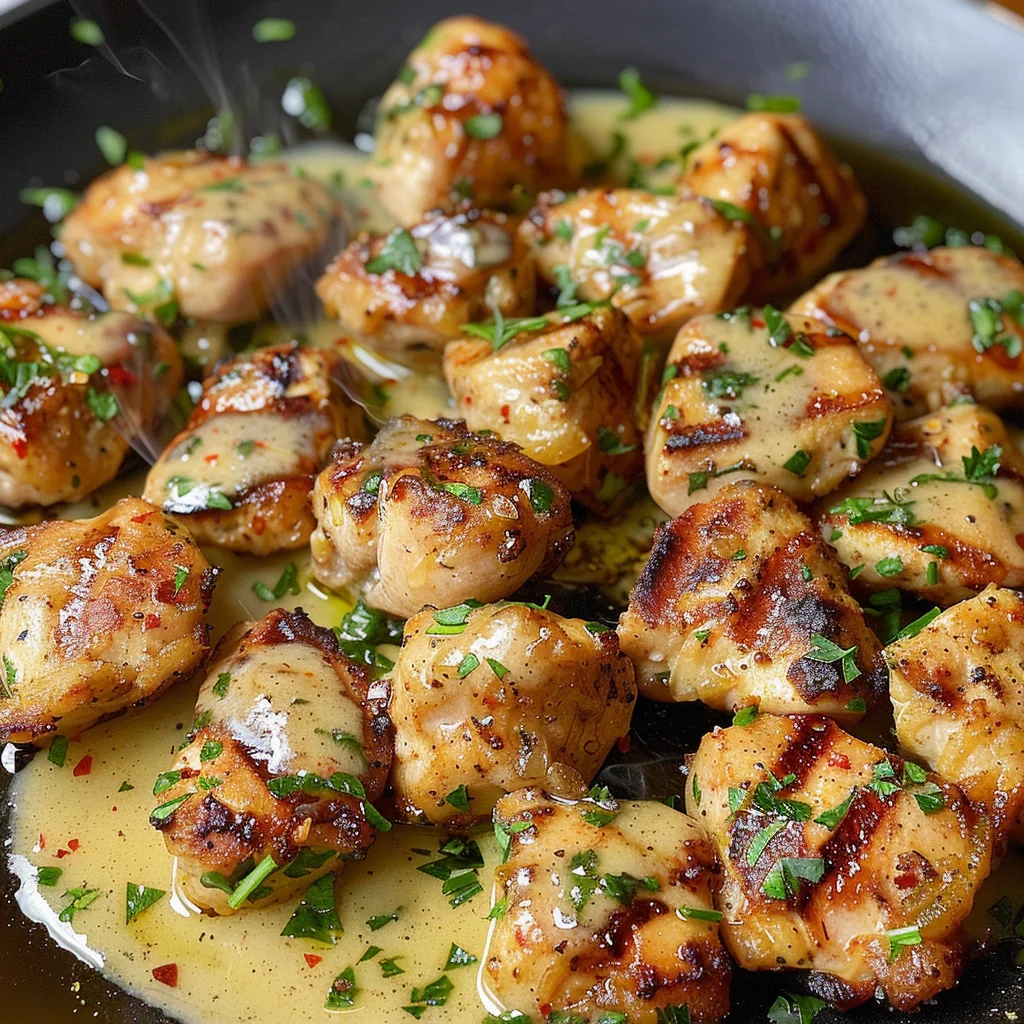Grilled Chicken Bites with Creamy Garlic Sauce