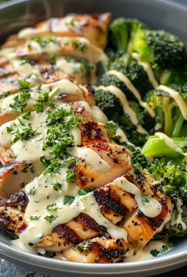 Grilled Chicken & Broccoli Bowls with Creamy Garlic Sauce