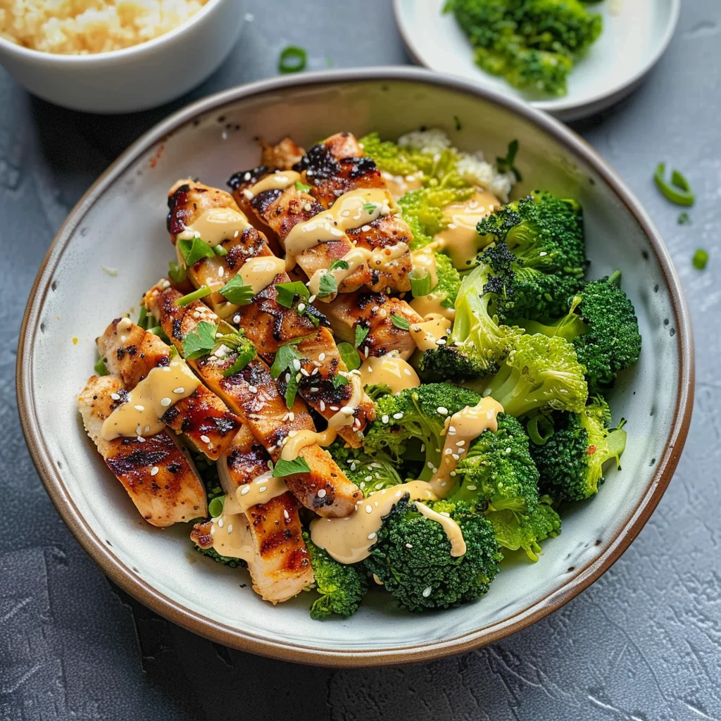 Grilled Chicken & Broccoli Bowls With Creamy Garlic Sauce Delight Your Taste Buds!