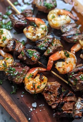 Grilled Steak and Shrimp Skewers with Garlic Butter
