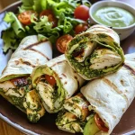 Pesto Chicken and Avocado Bacon Salad Wraps