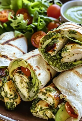 Pesto Chicken and Avocado Bacon Salad Wraps