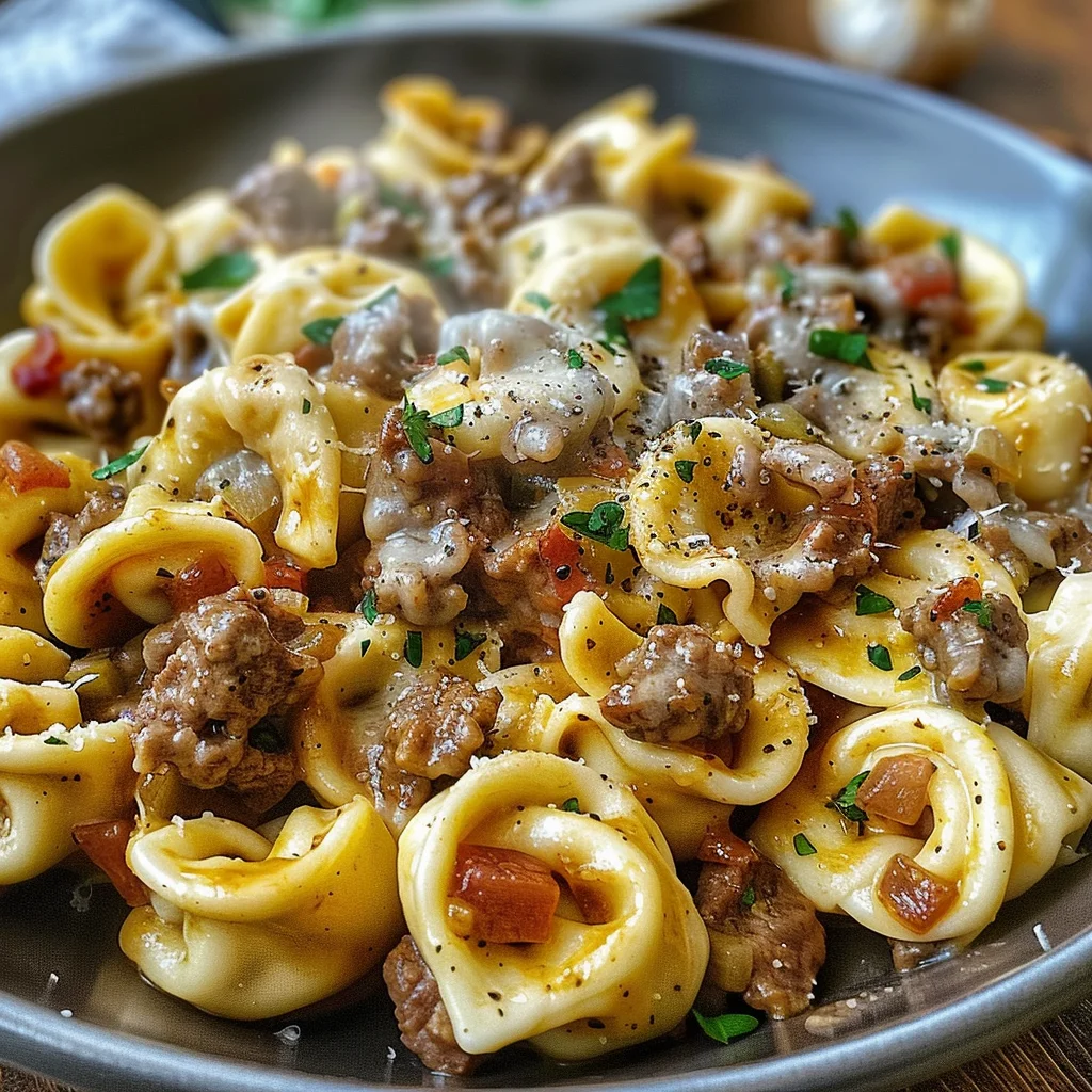 Philly Cheesesteak Tortellini Pasta