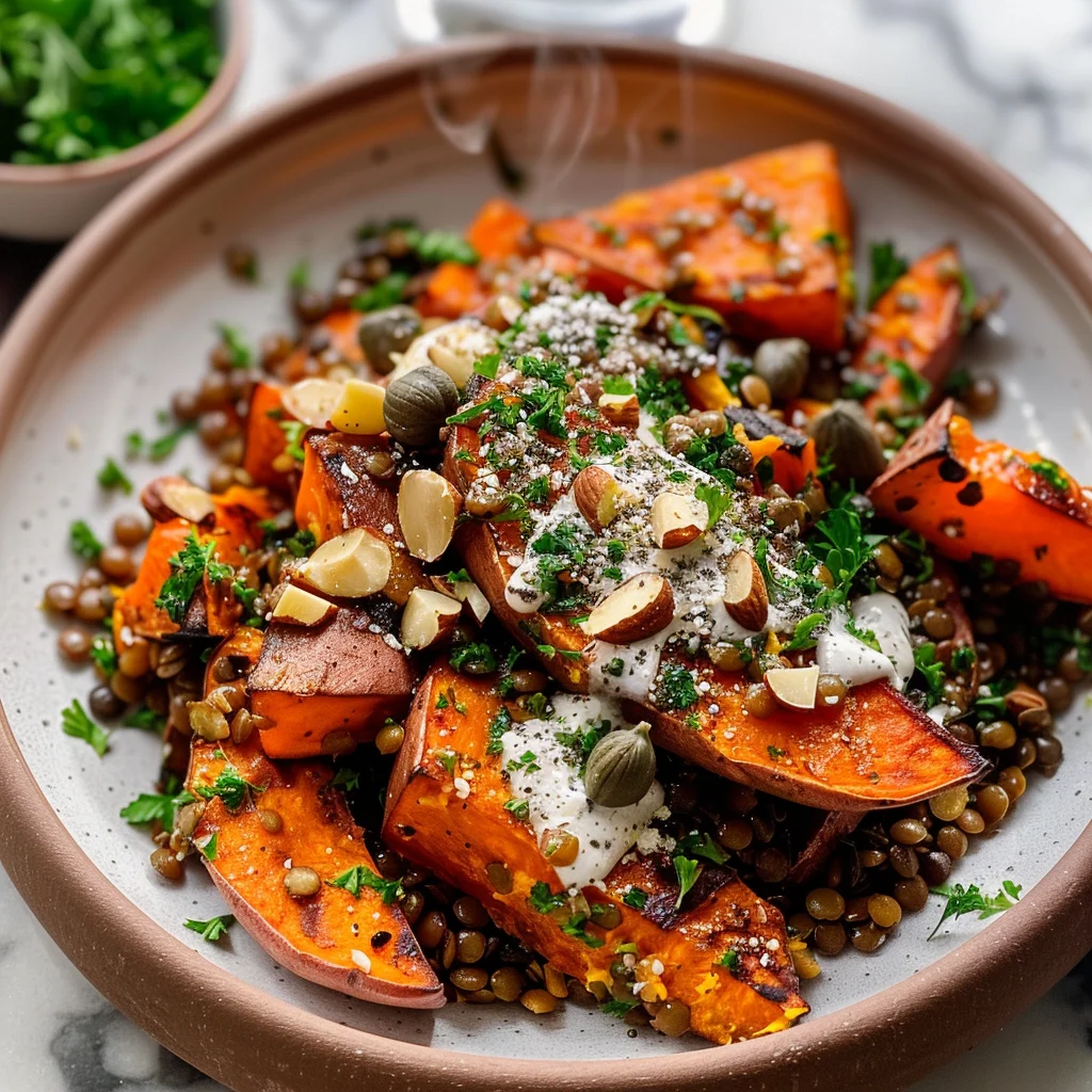 Roasted Sweet Potato Salad with Lentils