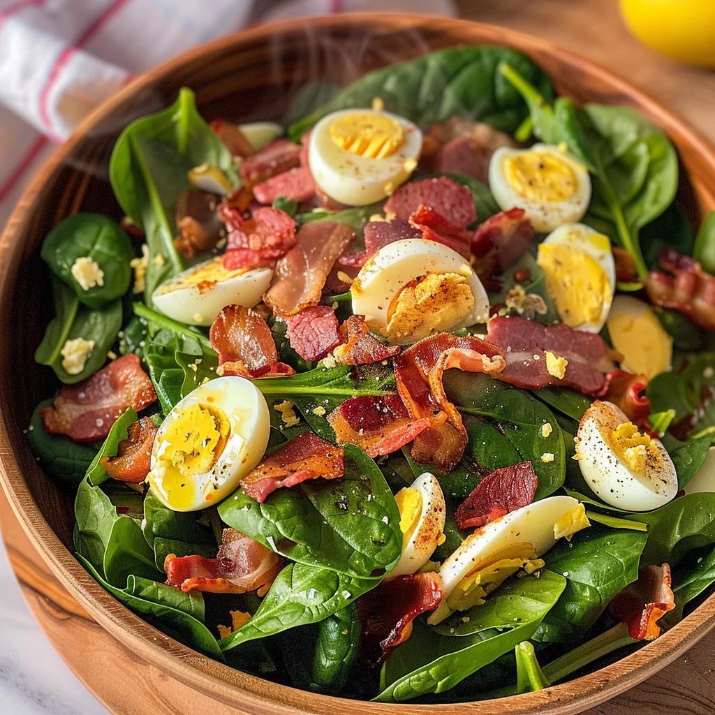 Spinach Salad with Bacon and Eggs