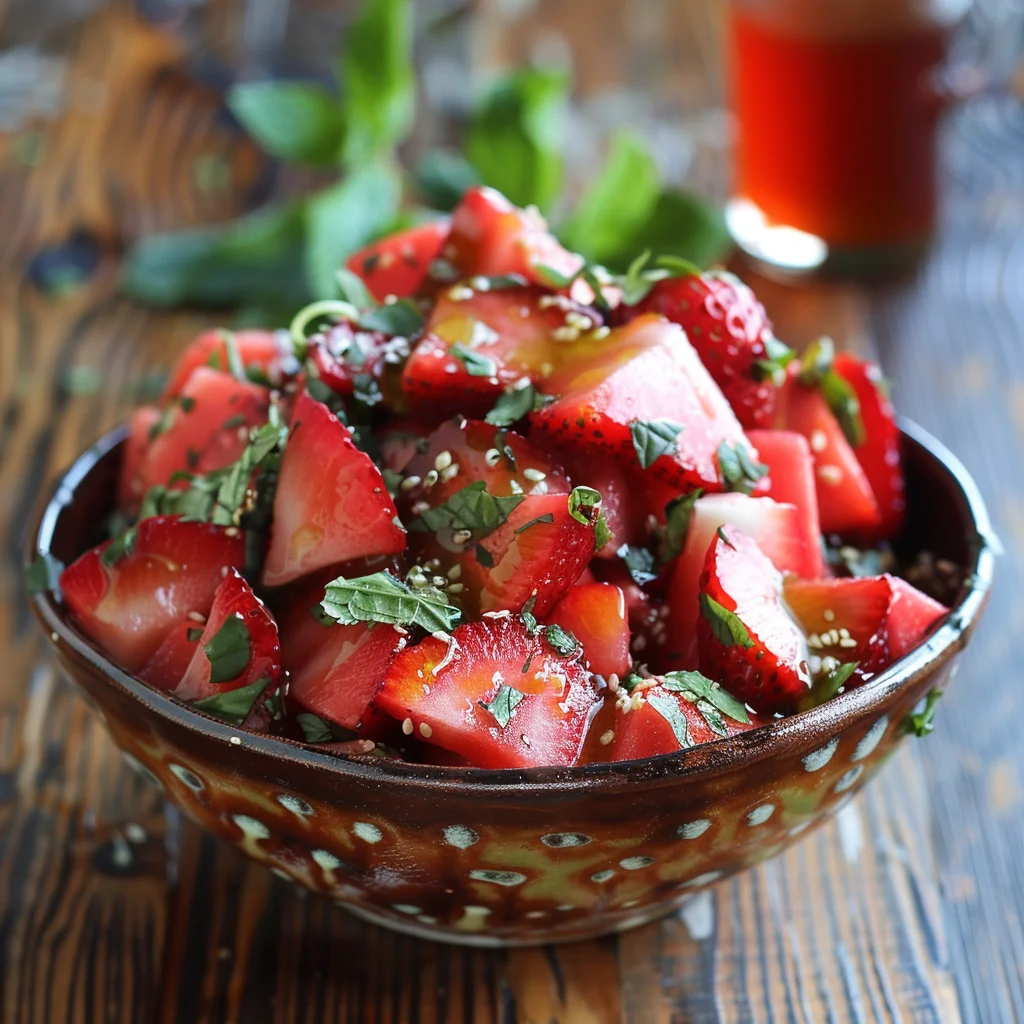 Watermelon Salad With Strawberries & Honey Lime Dressing