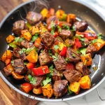 Whole30 Steak Bites with Sweet Potatoes and Peppers