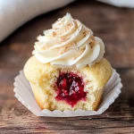 Almond Wedding Cake Cupcakes with Raspberry Filling