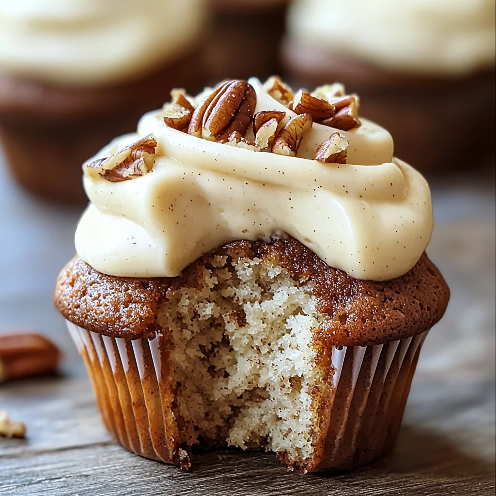 Banana Cinnamon Pecan Cupcakes with Cream Cheese Frosting