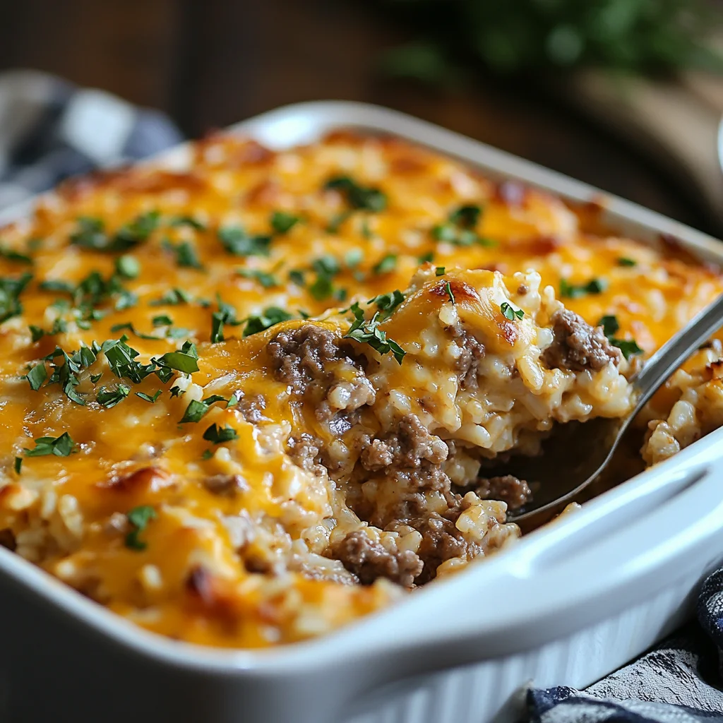 Cheesy Hamburger Rice Casserole