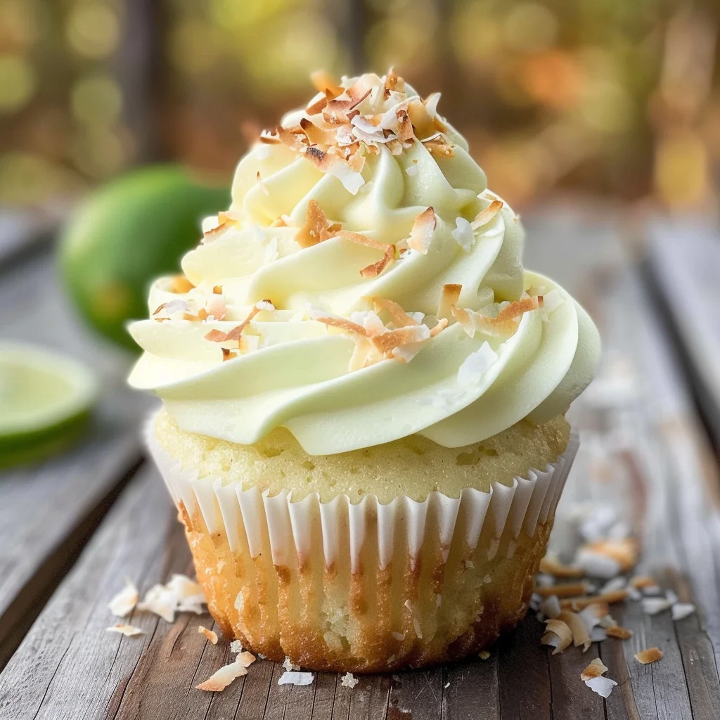 Coconut Cupcakes with Lime Buttercream Frosting