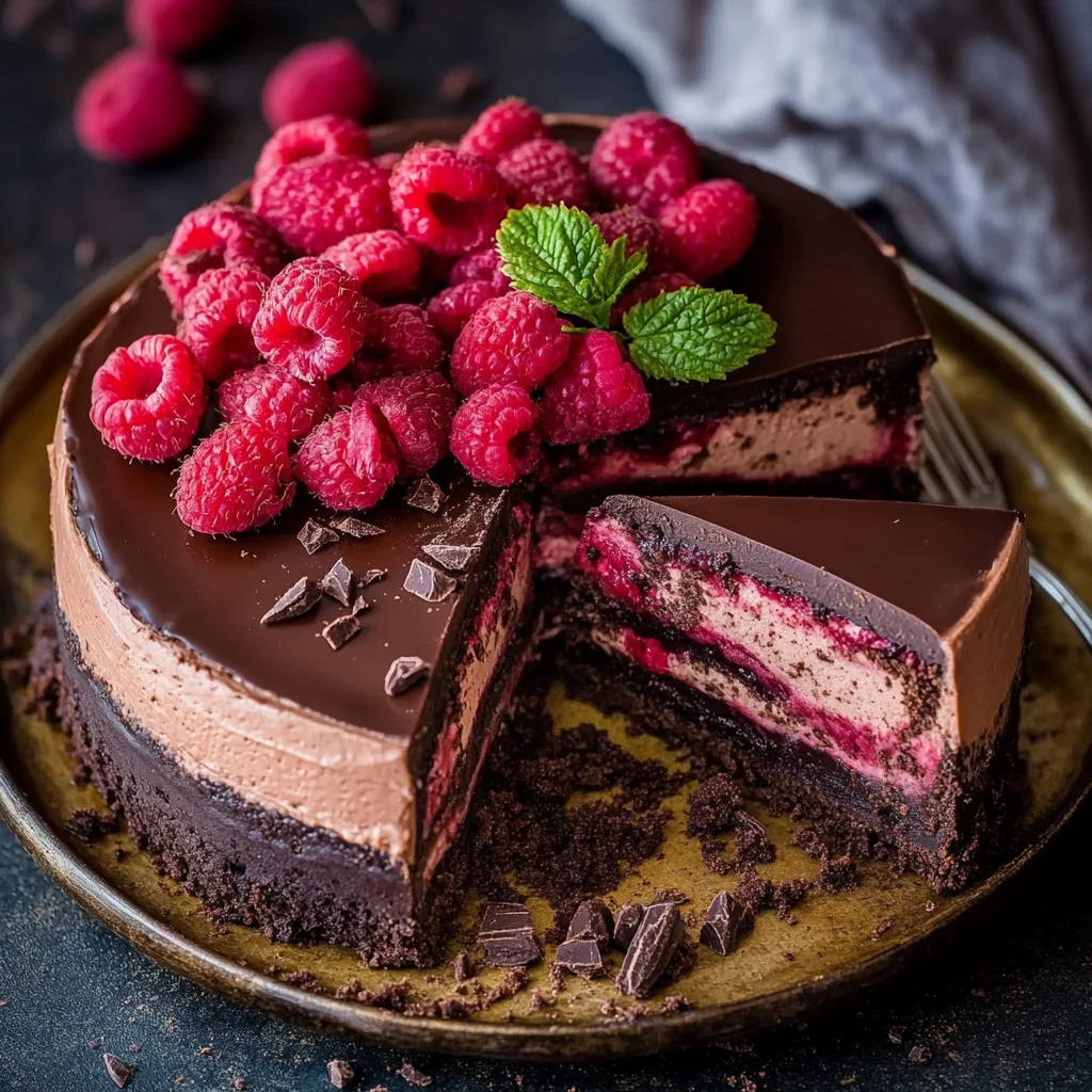 Dark Chocolate Raspberry Cheesecake