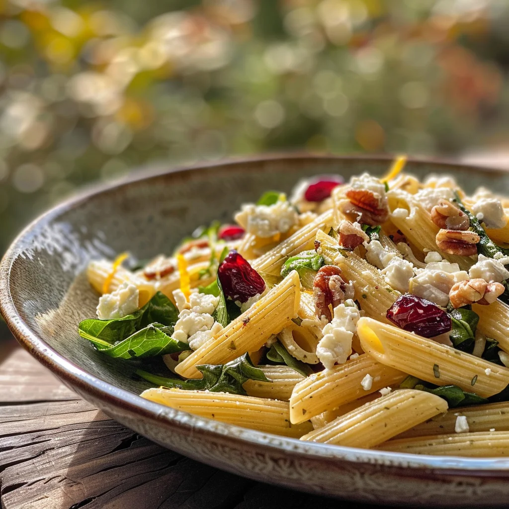 Feta & Cranberry Penne Salad with Orange Vinaigrette