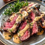 French Seared Steak with Cognac Cream Sauce
