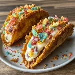 Fruity Pebbles Cheesecake Tacos