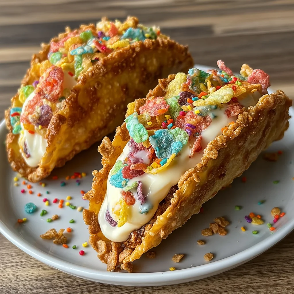 Fruity Pebbles Cheesecake Tacos
