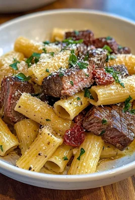 Garlic Butter Steak Tips with Cheesy Rigatoni