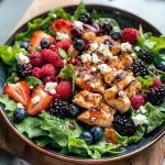 Grilled Berry Feta Chicken Salad with a Sweet Chipotle Dressing