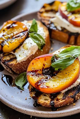 Grilled Peach and Burrata Crostini