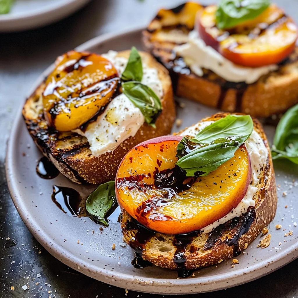 Grilled Peach and Burrata Crostini