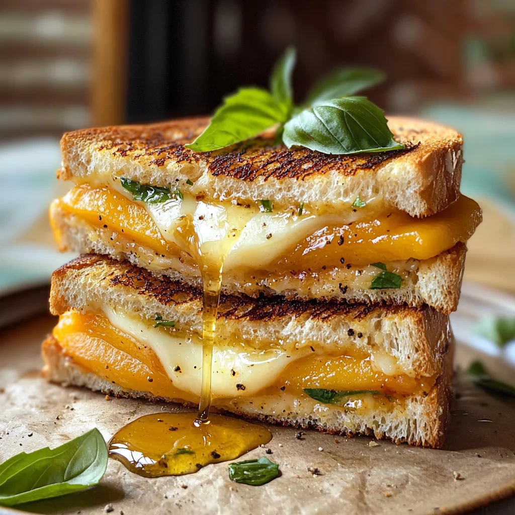 Honey Peach & White Cheddar Grilled Cheese