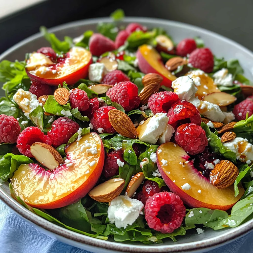 White Peach Raspberry Almond Salad