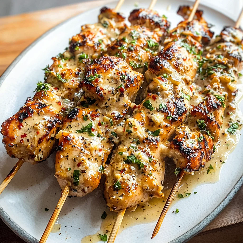 Ranch Garlic Parmesan Chicken Skewers